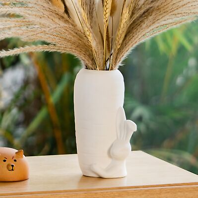 #ad White Ceramic Vase Bunny Decor Vase Spring Home Decor Modern Vase for Easter ... $27.75