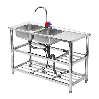 #ad Commercial Sink Stainless Steel Kitchen Freestanding Bar Utility Sink Restaurant $130.00
