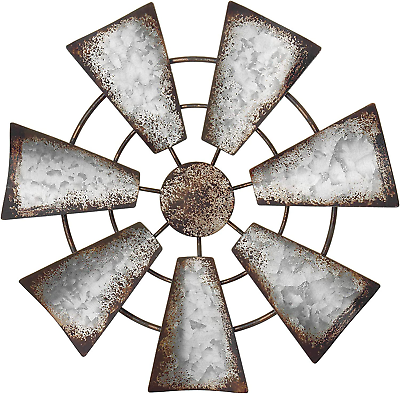 #ad 11.5quot; Small Farmhouse Windmill Wall Decor Rustic Iron Wall Hanging Decoration Me $26.24