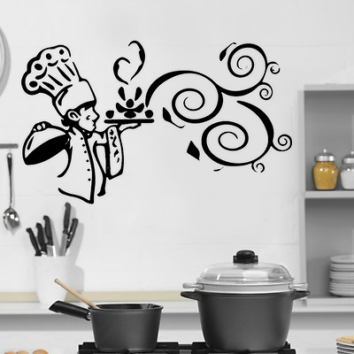 #ad BIG Kitchen Cook Food Quote Wall Stickers Art Dining Room Removable Decals DIY GBP 21.99