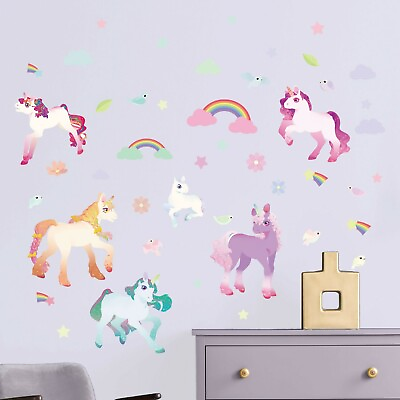 #ad #ad Unicorn Fabric Wall Stickers For Girls Non Toxic Removable Decals $39.00