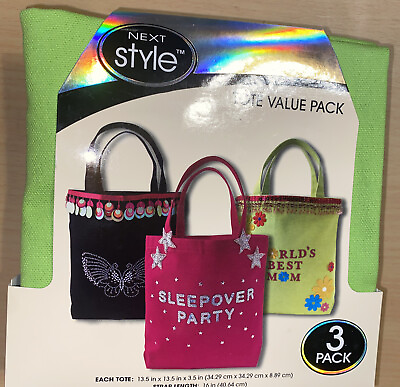 #ad DIY Canvas Tote Bags 3pcs 13.5”X13.5”X3.5” DIY Decorate creative new $10.99