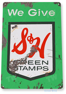 TIN SIGN S amp; H Green Stamps Metal Décor Art Kitchen Store Shop A601 $9.50