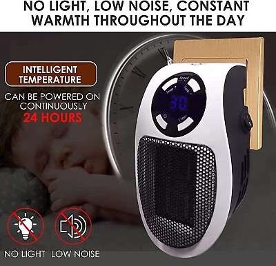 #ad 500W Portable Electric Space Heater Mini Fan With Remote Control Wall Sockets $10.95