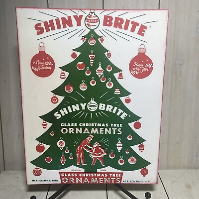#ad Shiny Brite Ornaments Christmas Tree Poster Holiday Decor Vintage Decorations $15.00