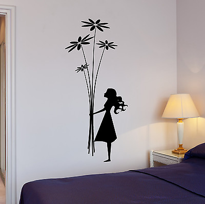 #ad #ad Wall Decal Flowers Beautiful Girl Teen Room Decor Mural Vinyl Stickers ig2838 $69.99