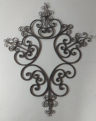 #ad #ad Vintage Scroll Wrought Iron Wall Decor 22quot; x 19quot; Hanging Distressed Style $39.00