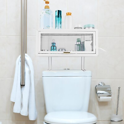 #ad Home Bathroom Wall Mounted Cabinet Storage Shelf Over Toilet Magnetic Door $43.60