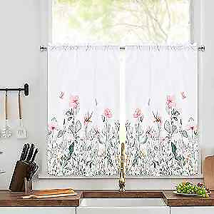 #ad Floral Kitchen Curtains Flowers Cafe Window Curtains Rustic Country Short $29.70