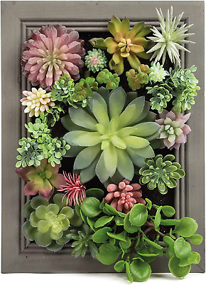 #ad #ad 3D Artificial Succulent Wall Art DIY Floral Framed Fake Flowers Arrangement Wall $165.97