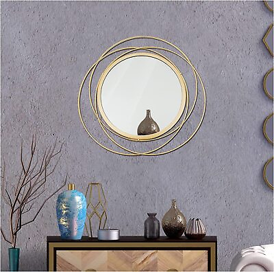 #ad Mirror Wall Gold Decor Metal Round Home Decor Hanging Medium Modern Decorative $50.00