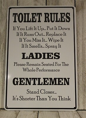 #ad Toilet Rules Tin Sign Please Keep Bathroom Clean Humor Funny Rustic Look Decor $10.97