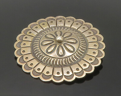 #ad DEAN BROWN NAVAJO 925 Silver Vintage Flower Patterned Brooch Pin BP6505 $135.99