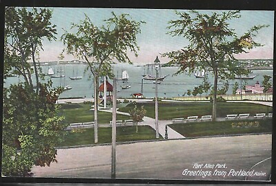 #ad View of Fort Allen Park Greetings from Portland Maine Early Postcard unused $12.00