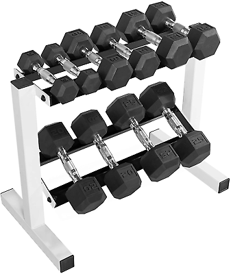 Cap Barbell Two Tier Dumbbell Rack Compact Design Home Gym Fitness Equipment $74.99