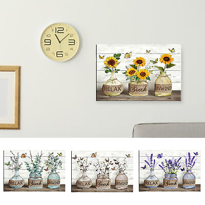 #ad Wall Painting Floral Pattern Exquisite Art Rustic Farmhouse Decor for Home $16.38