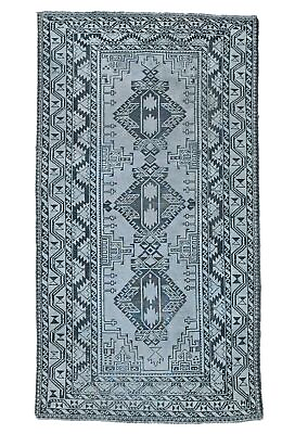 #ad Rare Tribal Muted Gray Distressed 3#x27;6X6#x27;3 Vintage Oriental Runner Rug Carpet $308.00