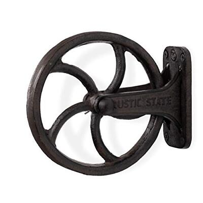 #ad #ad Rustic State Halat Cast Iron Vintage Industrial Wheel Farmhouse Wall Mount Pulle $38.39