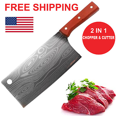 #ad Stainless Steel Asian Kitchen Knife Butcher Chef Damascus Cleaver Chopping Meat $13.50