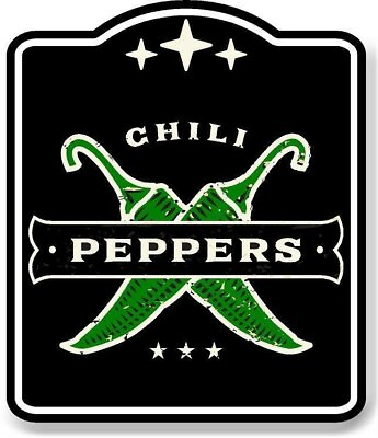 #ad Chili Peppers Vintage Kitchen Decor Produce BLACK Aluminum Composite Sign $36.99