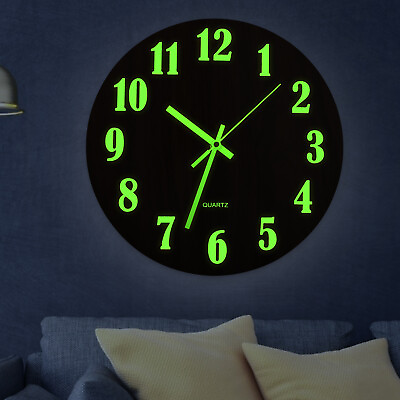 #ad Large 12 inch Modern Battery Wall Clock Luminous Glow Night Lights Quartz Silent $22.98