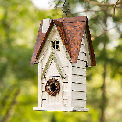 #ad #ad GH90086 Hanging Distressed Wooden Garden Cottage Birdhouse White $42.74