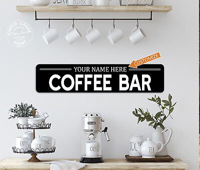 #ad Personalized Coffee Bar Sign Kitchen Decor Cafe Barista Shop Corner 104182002079 $24.95
