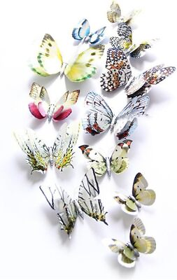 #ad Mixed of 12PCS 3D Pink Butterfly Wall Stickers Decor Art Decorations¡­ Silver $14.52