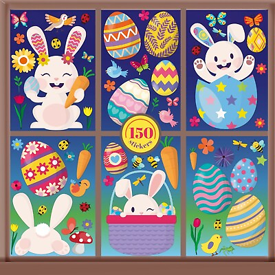 Easter Bunny Egg Rabbit Decoration Window Wall Kids Bedroom Home Stickers Art $18.95