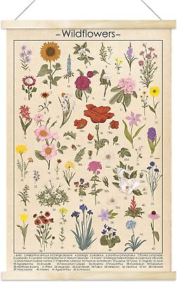 #ad Vintage Wildflowers Poster Botanical Wall Art Prints Colorful Rustic of Floral W $31.55