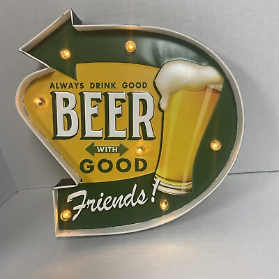 #ad Bar Light Up SignVintage Metal Wall DecorationsHanging Bar Signs Decor beer $25.49