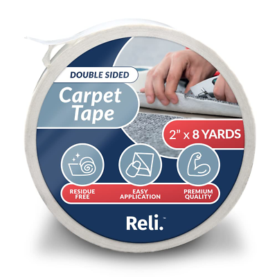 #ad Reli. Carpet Tape 2quot; x 8 Yards Double Sided Carpet Tape for Hardwood Floors $9.03