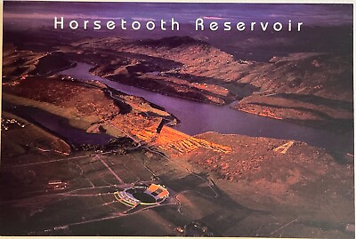 #ad Fort Collins Horsetooth Reservoir Hughes Stadium Aerial Colorado 6x4 Postcard $8.21