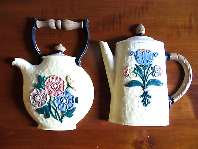 #ad #ad SET OF TWO WALL MOUNT COFFEE POT PLAQUES KITCHEN DECOR COFFEE SHOP $16.99