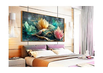 #ad Large Wall Art for Living Room Lotus Flower Watercolor Canvas Print Painting... $218.71