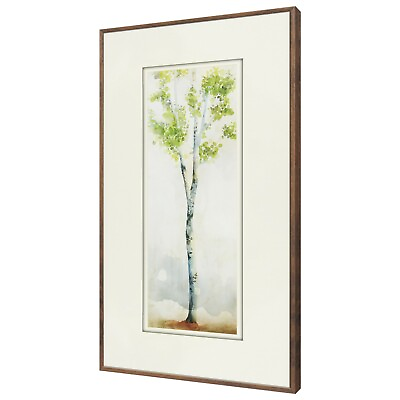 #ad Birch Tree With Green Leaves Wall Art Framed Picture Nature Decor 12.25X24.25 $59.99