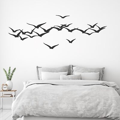 #ad 7 Pcs Metal Bird Flying Flock of Wall Decor Flock of Birds Metal Wall Art Lar... $43.31