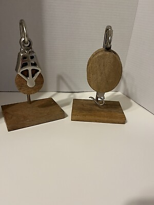 #ad Set Of 2 Heavy Metal And Wood Home Decor Accessories $20.00