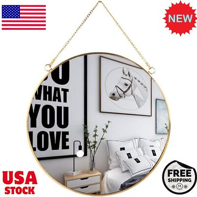 #ad Gold Geometric Hanging Wall Circle Mirror Decor for Bathroom Bedroom Living Room $35.99