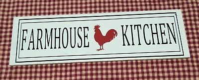 #ad FARMHOUSE KITCHEN Red Chicken Rooster Rustic Distressed Farmhouse Country wood $6.49