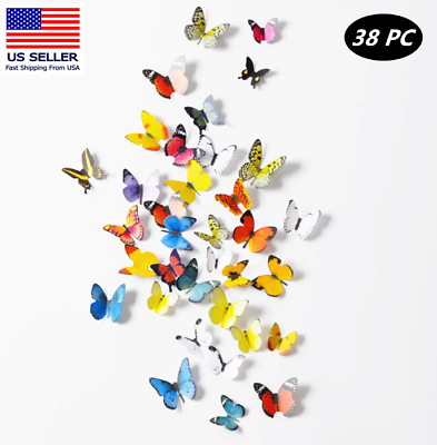 #ad #ad 38pcs 3D Butterfly Wall Sticker Colorful Butterfly Small Removable Stickers $6.99
