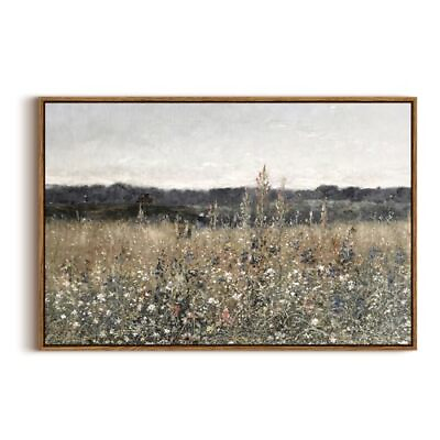 #ad #ad Framed Landscape Canvas Large Wall Art Meadow with 20quot;x30quot; Champ Fleuri $82.96