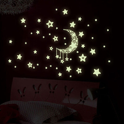 #ad star moon glow in the dark luminous ceiling wall stickers kids bedroom decal $2.55