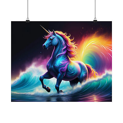 #ad Magical Girl Unicorn Vibrant Poster Wall Art Picture Kid Bedroom Home Decor $24.95