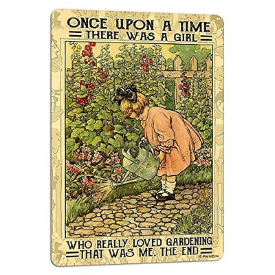 #ad #ad Once Upon A Time Girl Loved Gardening Metal Signs Vintage Home Porch Room Wal... $22.11