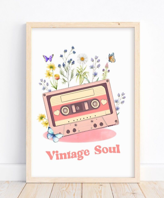 #ad Retro Art Print Wall Art Decor Vintage Soul Wildflowers Cassette Tape $9.99