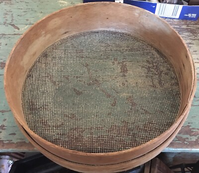 #ad Antique 17 Inch Bent Wood Sifter Grain Sand Flour Sifter Primitive Decor $60.00