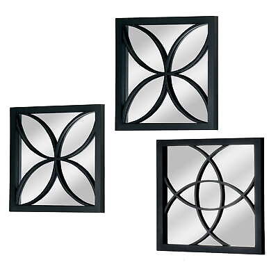 #ad #ad Contemporary Square Wall Mirror Black 10quot; x 10quot; Wall Home Décor Set of 3 $16.18