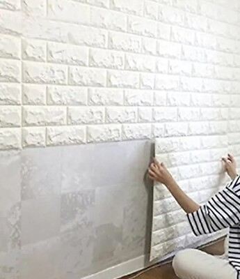 #ad #ad Art Wall Decor 10 pc 3d Wall Panels Foam Brick Self adhesive 2. 52×2.26 Ft $22.03