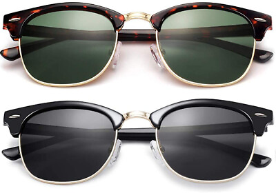 #ad #ad Retro Vintage Polarized Sunglasses Mens UV400 Half Metal Frame Club Sunglasses $11.98